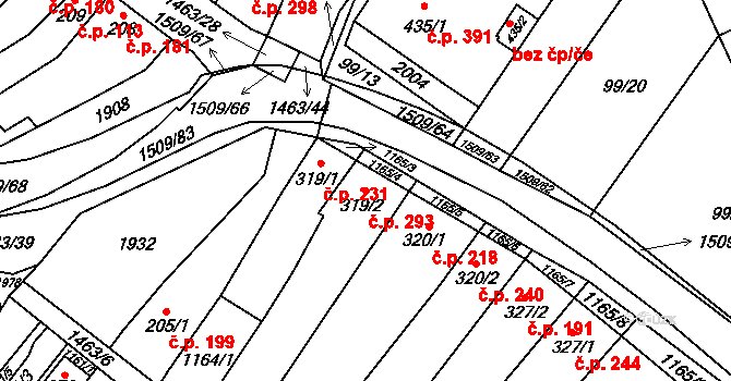 Kvasice 293 na parcele st. 319/2 v KÚ Kvasice, Katastrální mapa
