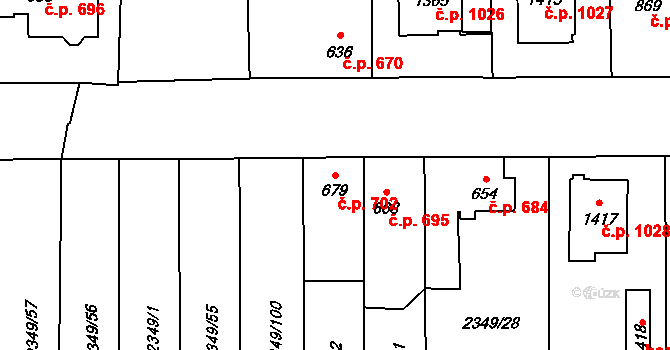 Hrušovany nad Jevišovkou 702 na parcele st. 679 v KÚ Hrušovany nad Jevišovkou, Katastrální mapa