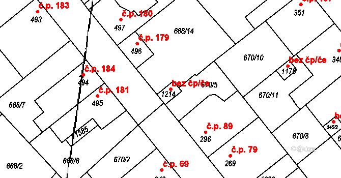 Pchery 111394422 na parcele st. 1214 v KÚ Pchery, Katastrální mapa