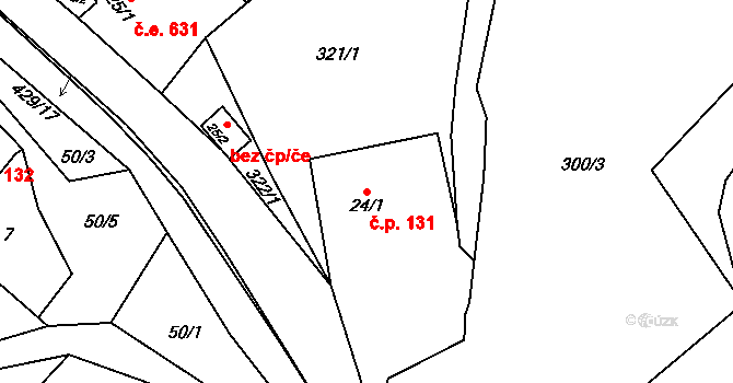 Těchlovice 131 na parcele st. 24/1 v KÚ Babětín, Katastrální mapa