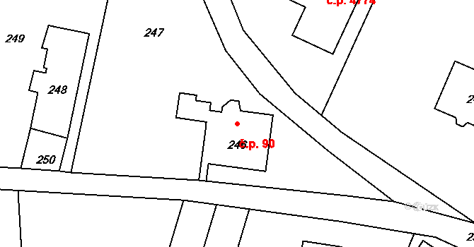Lukášov 90, Jablonec nad Nisou na parcele st. 246 v KÚ Lukášov, Katastrální mapa