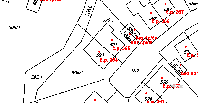 Rýnovice 364, Jablonec nad Nisou na parcele st. 593 v KÚ Rýnovice, Katastrální mapa