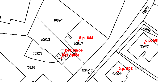 Kynšperk nad Ohří 644 na parcele st. 1091/1 v KÚ Kynšperk nad Ohří, Katastrální mapa