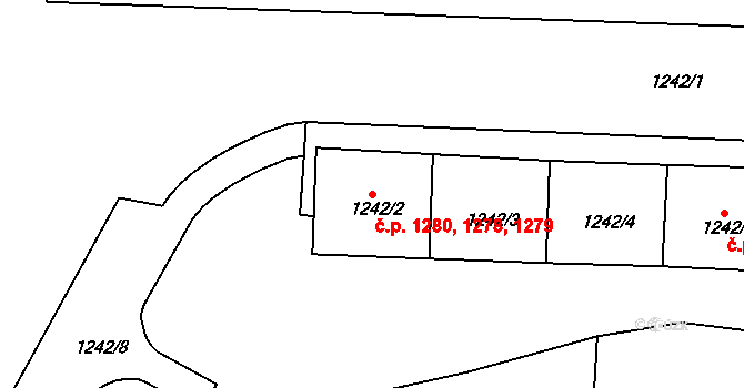 Střekov 1278,1279,1280, Ústí nad Labem na parcele st. 1242/2 v KÚ Střekov, Katastrální mapa