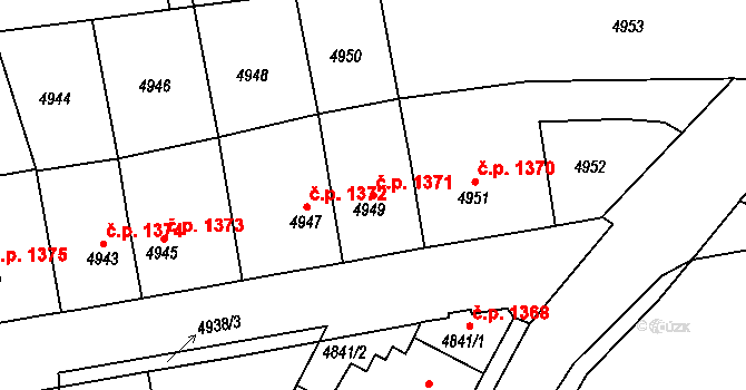Tábor 1371 na parcele st. 4949 v KÚ Tábor, Katastrální mapa