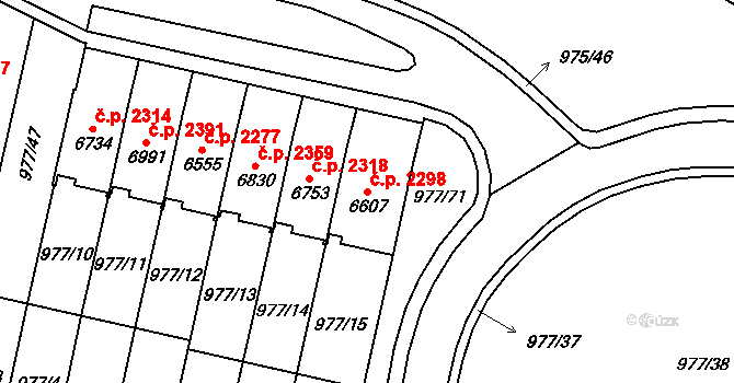 Cheb 2298 na parcele st. 6607 v KÚ Cheb, Katastrální mapa