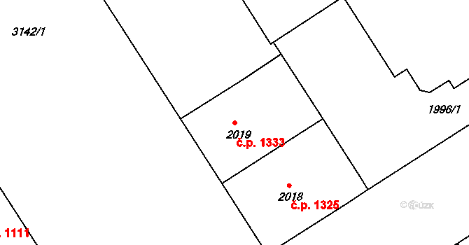 Nusle 1333, Praha na parcele st. 2019 v KÚ Nusle, Katastrální mapa