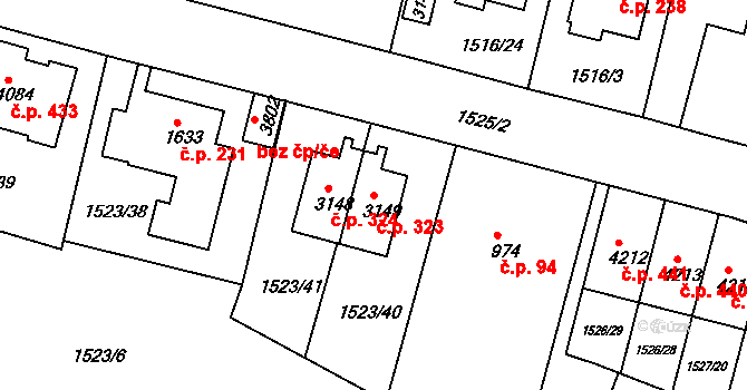 Kryblice 323, Trutnov na parcele st. 3149 v KÚ Trutnov, Katastrální mapa