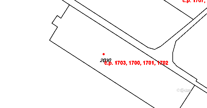 Česká Lípa 1700,1701,1702,1703 na parcele st. 2030 v KÚ Česká Lípa, Katastrální mapa