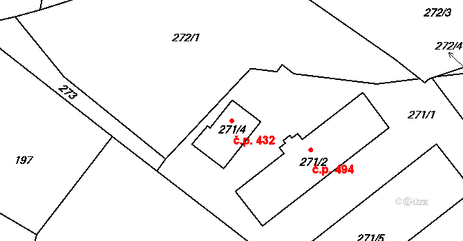 Liberec XI-Růžodol I 432, Liberec na parcele st. 271/4 v KÚ Růžodol I, Katastrální mapa