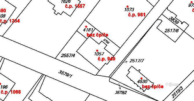 Česká Třebová 949 na parcele st. 1057 v KÚ Česká Třebová, Katastrální mapa