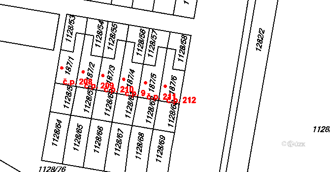 Otín 212, Jindřichův Hradec na parcele st. 187/6 v KÚ Otín u Jindřichova Hradce, Katastrální mapa
