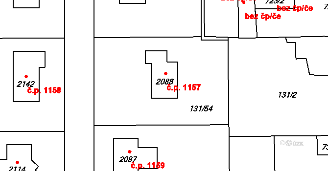Unhošť 1157 na parcele st. 2088 v KÚ Unhošť, Katastrální mapa