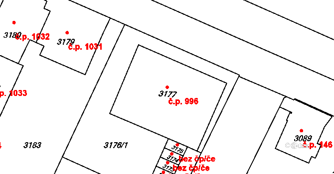 Předměstí 996, Litoměřice na parcele st. 3177 v KÚ Litoměřice, Katastrální mapa