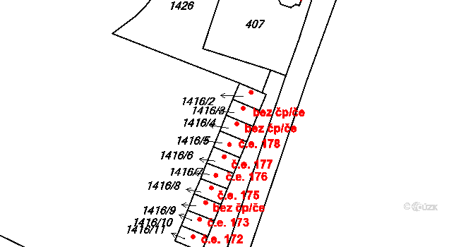 Rumburk 1 178, Rumburk na parcele st. 1416/4 v KÚ Rumburk, Katastrální mapa