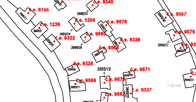 Ústí nad Labem-centrum 9566, Ústí nad Labem na parcele st. 3895/16 v KÚ Ústí nad Labem, Katastrální mapa