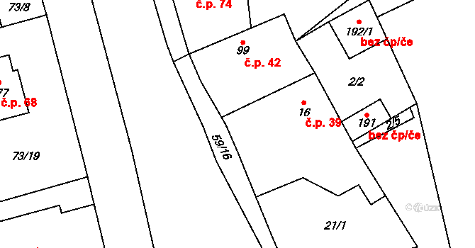 Smilkov 39 na parcele st. 16 v KÚ Smilkov, Katastrální mapa