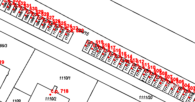 Bystřice nad Pernštejnem 517 na parcele st. 1110/10 v KÚ Bystřice nad Pernštejnem, Katastrální mapa