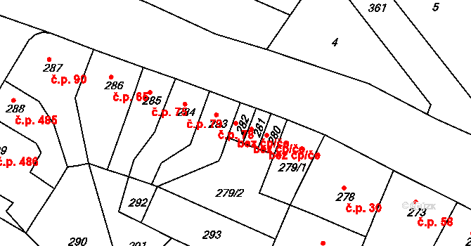 Ústí nad Labem 38860422 na parcele st. 282 v KÚ Střekov, Katastrální mapa