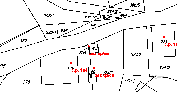 Třebovice 39438422 na parcele st. 510 v KÚ Třebovice, Katastrální mapa