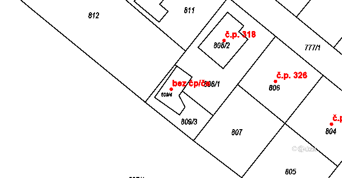 Fryšták 41474422 na parcele st. 809/4 v KÚ Fryšták, Katastrální mapa