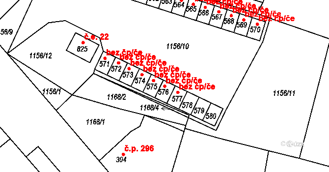 Hazlov 42863422 na parcele st. 576 v KÚ Hazlov, Katastrální mapa