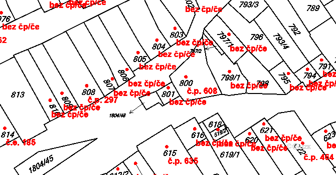 Dolní Bojanovice 43059422 na parcele st. 801 v KÚ Dolní Bojanovice, Katastrální mapa