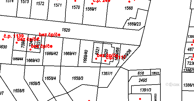 Třebíč 44130422 na parcele st. 6521 v KÚ Třebíč, Katastrální mapa