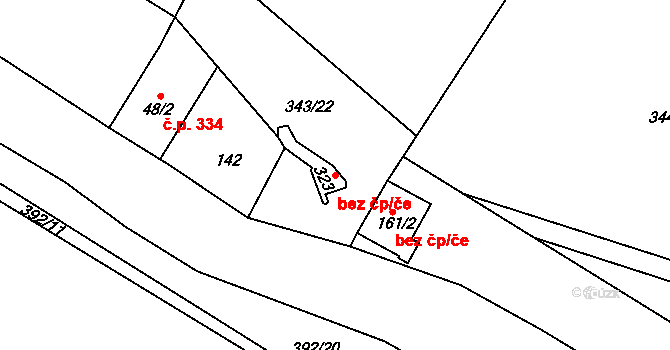 Karlštejn 49077422 na parcele st. 323 v KÚ Budňany, Katastrální mapa