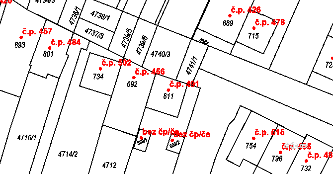 Šumice 491 na parcele st. 811 v KÚ Šumice u Uherského Brodu, Katastrální mapa