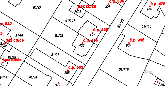 Lobeček 415, Kralupy nad Vltavou na parcele st. 422 v KÚ Lobeček, Katastrální mapa
