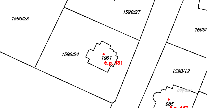 Sušice III 181, Sušice na parcele st. 1061 v KÚ Sušice nad Otavou, Katastrální mapa