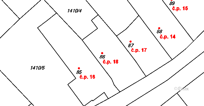 Čepinec 18, Žinkovy na parcele st. 86 v KÚ Žinkovy, Katastrální mapa