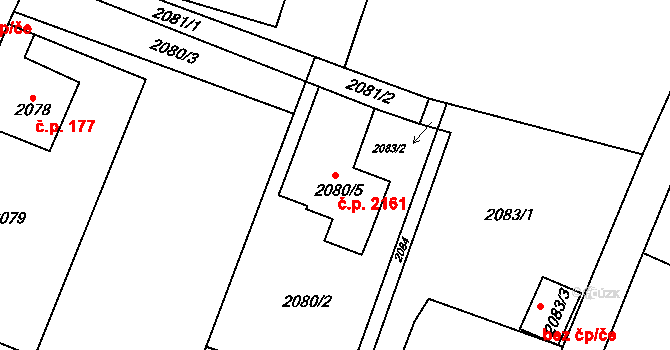 Rychvald 2161 na parcele st. 2080/5 v KÚ Rychvald, Katastrální mapa