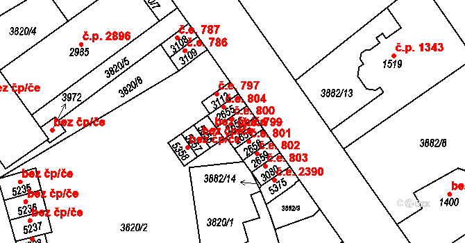 Žatec 800 na parcele st. 2656 v KÚ Žatec, Katastrální mapa