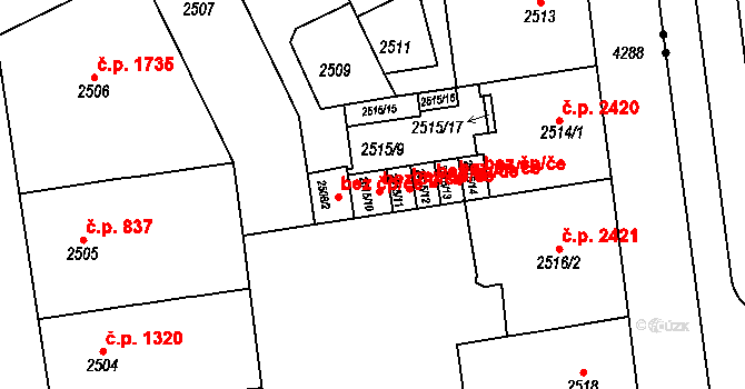 Praha 93448422 na parcele st. 2515/10 v KÚ Vinohrady, Katastrální mapa