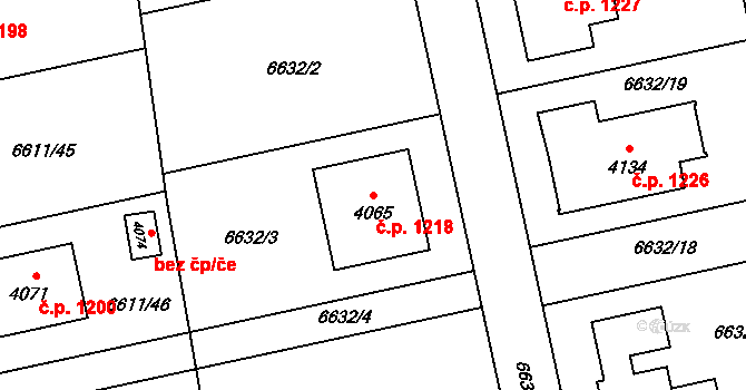 Horní Předměstí 1218, Polička na parcele st. 4065 v KÚ Polička, Katastrální mapa