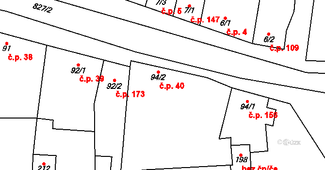 Ondratice 40 na parcele st. 94/2 v KÚ Ondratice, Katastrální mapa