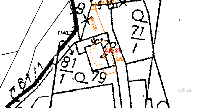 Opatovice I 27 na parcele st. 72 v KÚ Opatovice I, Katastrální mapa