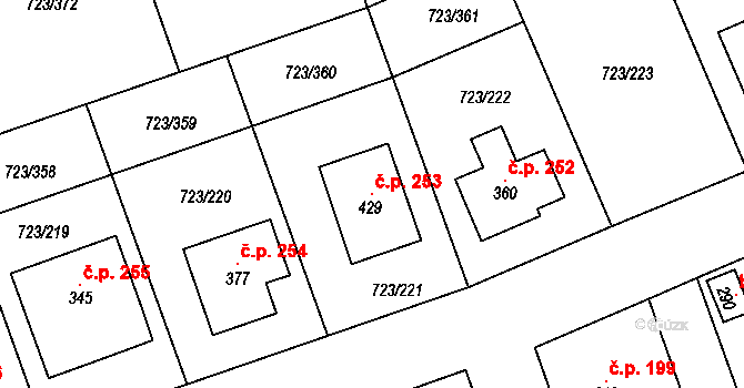 Drozdov 253 na parcele st. 429 v KÚ Drozdov v Čechách, Katastrální mapa