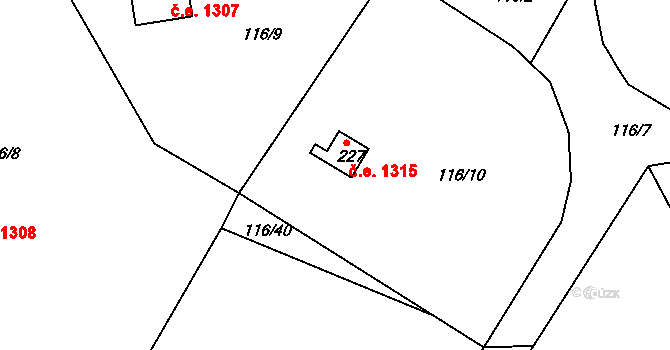 Ládví 1315, Kamenice na parcele st. 227 v KÚ Ládví, Katastrální mapa