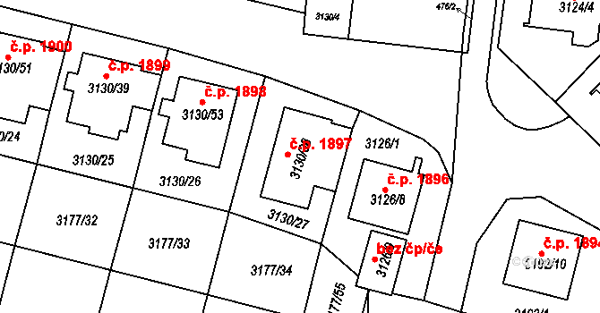 Tachov 1897 na parcele st. 3130/38 v KÚ Tachov, Katastrální mapa