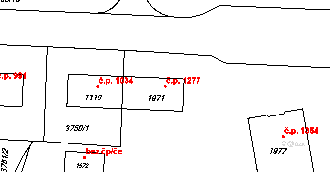 Rožnov pod Radhoštěm 1277 na parcele st. 1971 v KÚ Rožnov pod Radhoštěm, Katastrální mapa