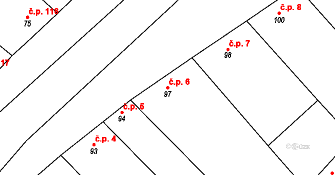 Knínice 6 na parcele st. 97 v KÚ Knínice u Boskovic, Katastrální mapa