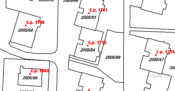 Pelhřimov 1712 na parcele st. 2005/54 v KÚ Pelhřimov, Katastrální mapa