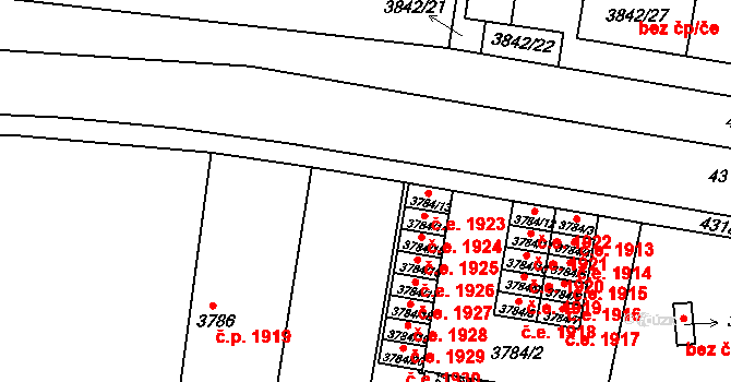 Teplice 1923 na parcele st. 3784/13 v KÚ Teplice, Katastrální mapa