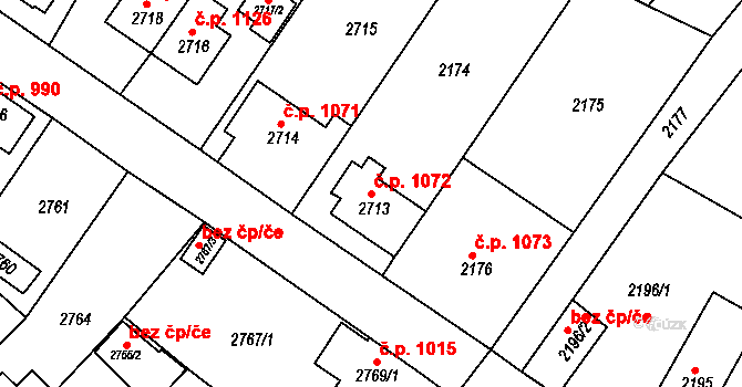 Sokolov 1072 na parcele st. 2713 v KÚ Sokolov, Katastrální mapa