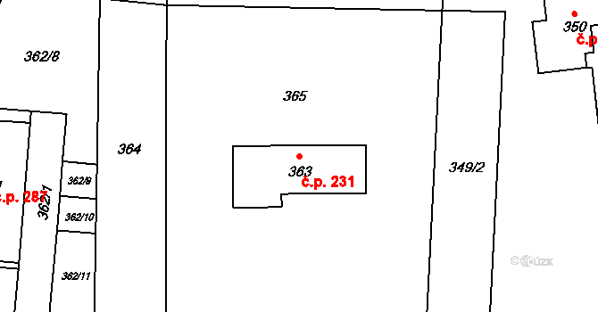 Jablůnka 231 na parcele st. 363 v KÚ Jablůnka, Katastrální mapa
