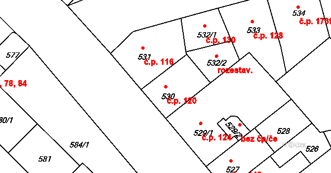 Nusle 120, Praha na parcele st. 530 v KÚ Nusle, Katastrální mapa