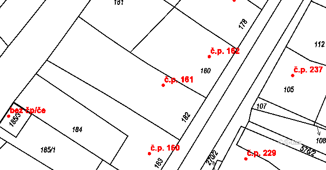 Jevišovka 161 na parcele st. 182 v KÚ Jevišovka, Katastrální mapa